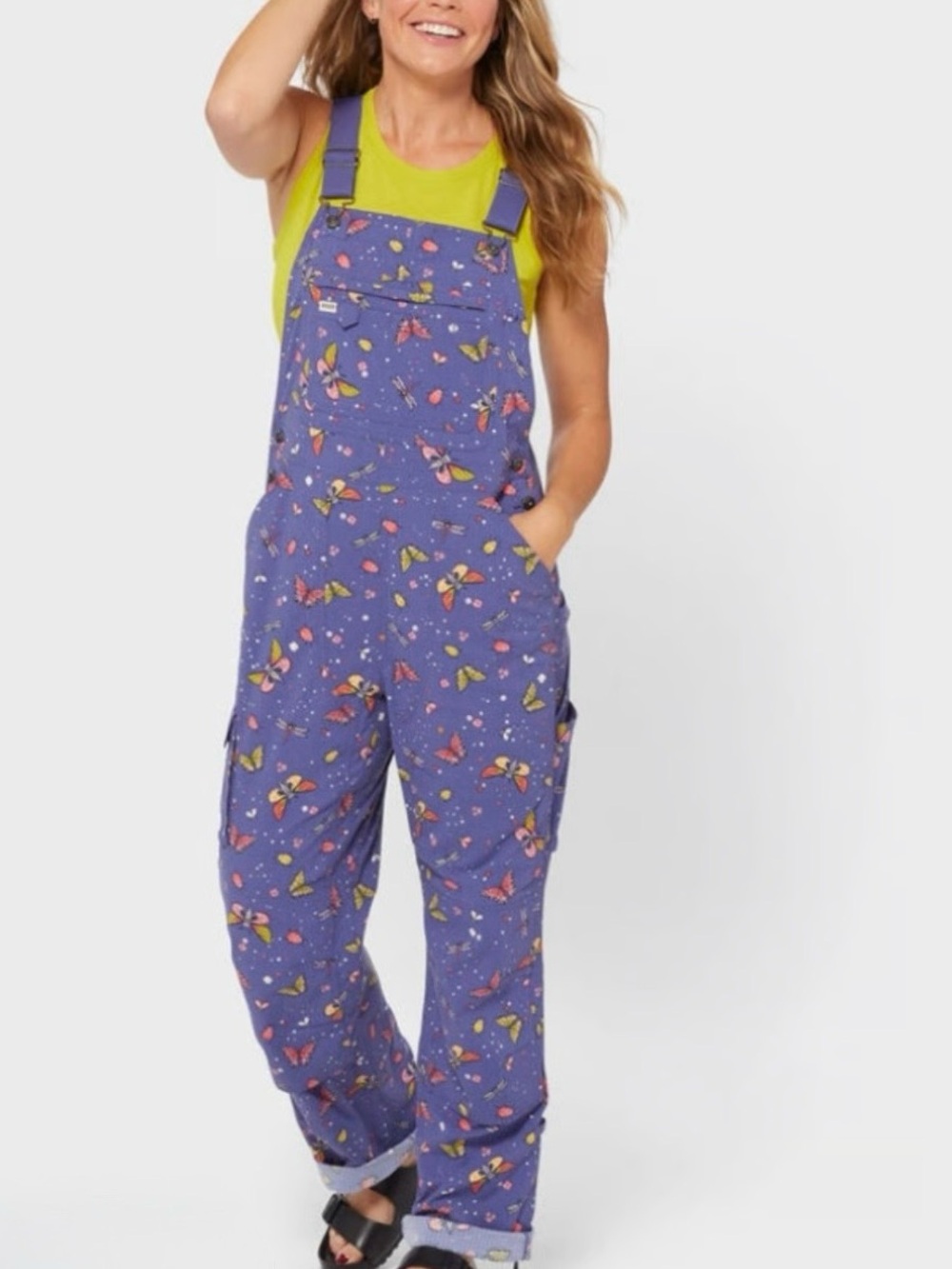 Duluth Trading Co. | Heirloom Gardening Bib Overalls Indigo Backyard Bugs S/29